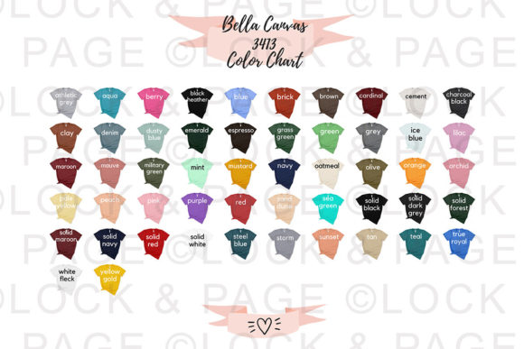 Bella Canvas 3413 Color Chart Mockup: A Designer’s Go-To