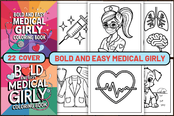 Bold and Easy Medical Girly Color Pages for Kids