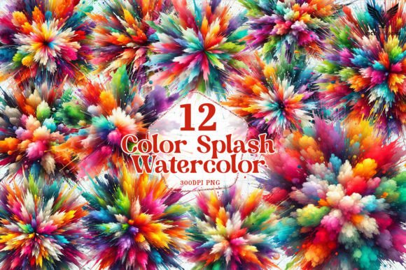 Color Splash Watercolor Clipart PNG: Vibrant Design Assets