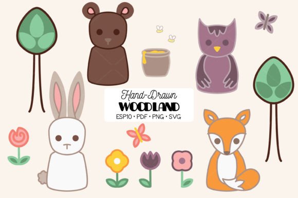 Color Woodland Animal Clipart: Fox, Bear, Owl, and More