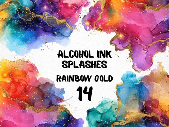 Elevate Your Art with Abstract Rainbow Gold Color Splash PNG