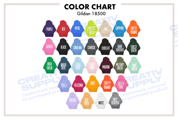 Gildan 18500 Hoodie Color Chart for Etsy: Perfect Your Product Mockups