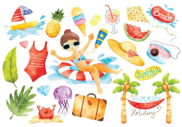 Summer Doodle Digital Water Color: Your Playful Design Asset