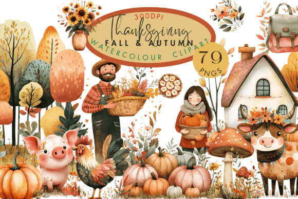 Thanksgiving Watercolour Clipart PNG: A Design Asset for Every Creator