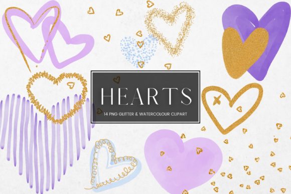 Watercolour and Gold Glitter Hearts: Design Assets That Pop